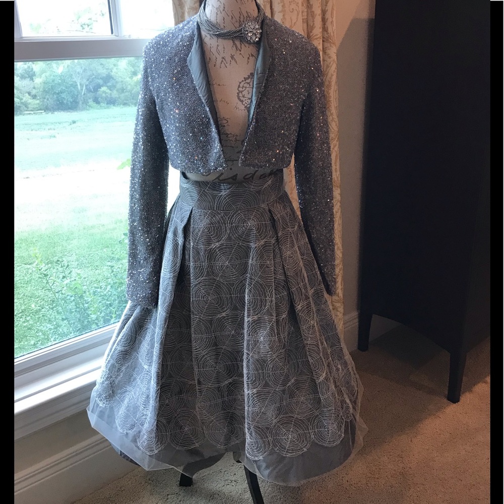 Designer María Pinto bolero jacket and skirt set